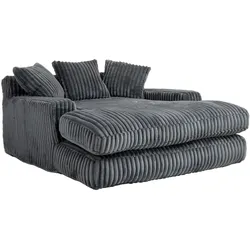 OKWISH Schlafsofa Chaiselongue mit Kordbezug, Sofa mit Schlaffunktion und 3 Kissen, ergonomisch und platzsparend, 125x155x63 Dunkelgrau