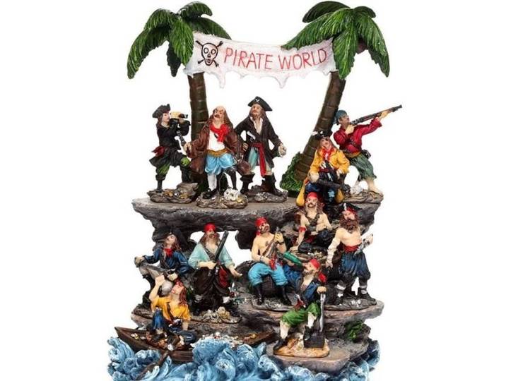 ILE DES PIRATES AVEC 12 FIGURINES RESINE