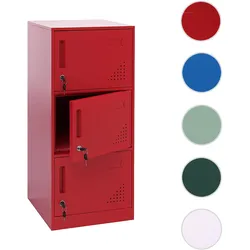 Spind HWC-P63, Schließfach Wertfachschrank Schließfachschrank 3 Türen, 90x38x45cm Stahl ~ rot