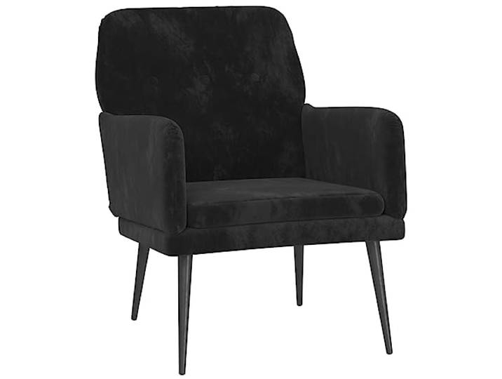 Sessel Samt Schwarz 62x79x79 cm mit Metallrahmen Samtgewebe, Neigbare Rückenlehne, tiefe Sitzfläche, stabiles Metallgestell