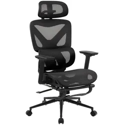 CLP Bürostuhl Reston I Ergonomischer Schreibtischstuhl mit Fußstütze, 3D-Kopfstütze, Drehfunktion & verstellbarer Rückenlehne I Atmungsaktiv