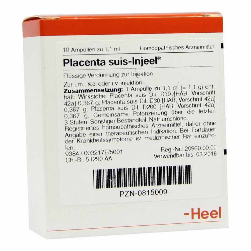 Biologische Heilmittel Heel GmbH Placenta Suis Injeel Ampullen 00815009