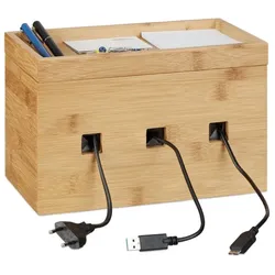 Relaxdays Kabelbox Bambus Hellbraun
