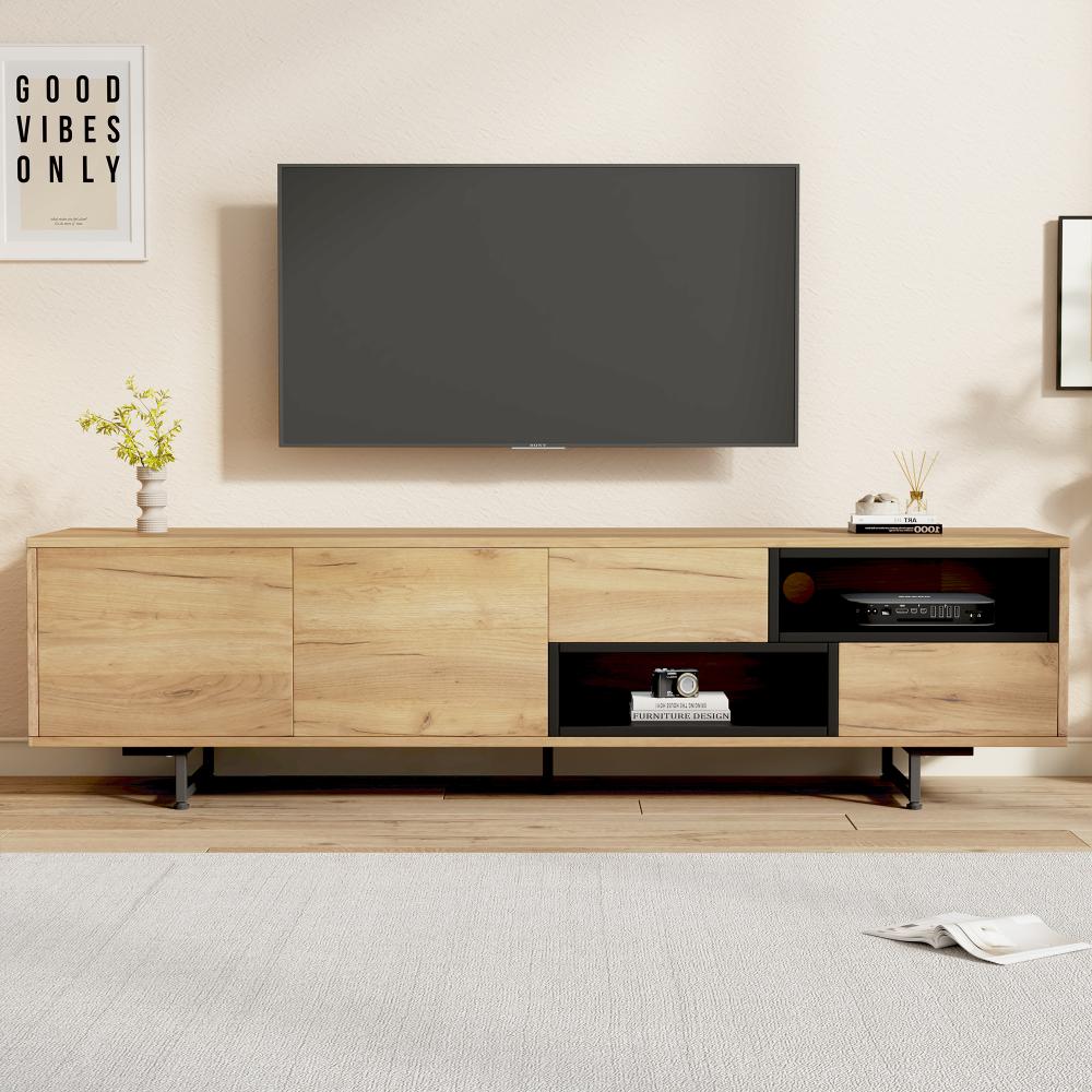 TV-Möbel rot - 173 x 38 x 48 cm - Aus Holz - Für Fernseher mit 70-79 Zoll Bildschirmdiagonale