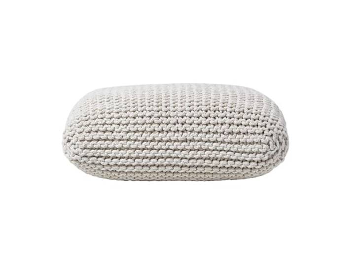 Homescapes Strickpouf groß Creme 70 x 20 cm Bodenkissen Sitzkissen 100% Baumwoll Bezug grob gestrickt mit Polystyrol Füllung