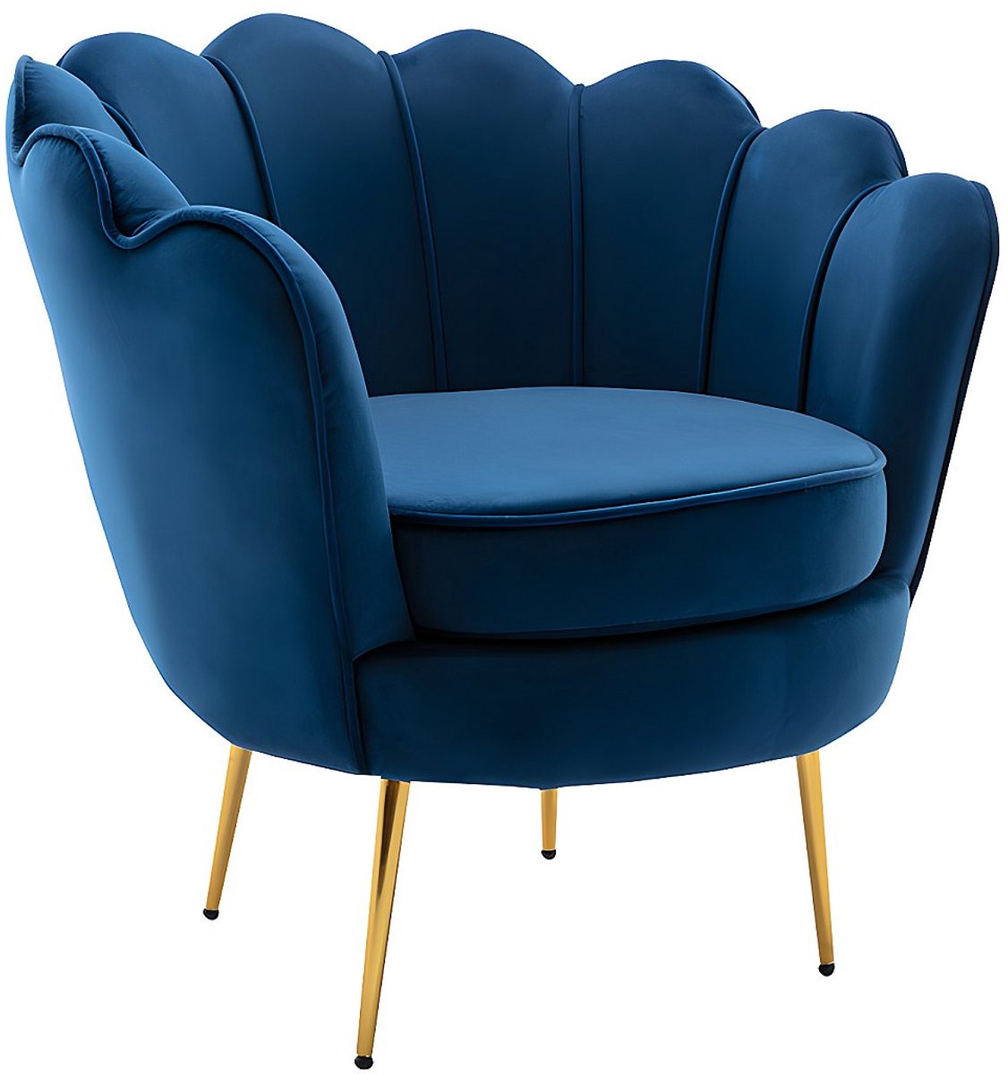 Vente-unique Set van fluwelen tweezitsbank en fauteuil - Nachtblauw - DANDELION