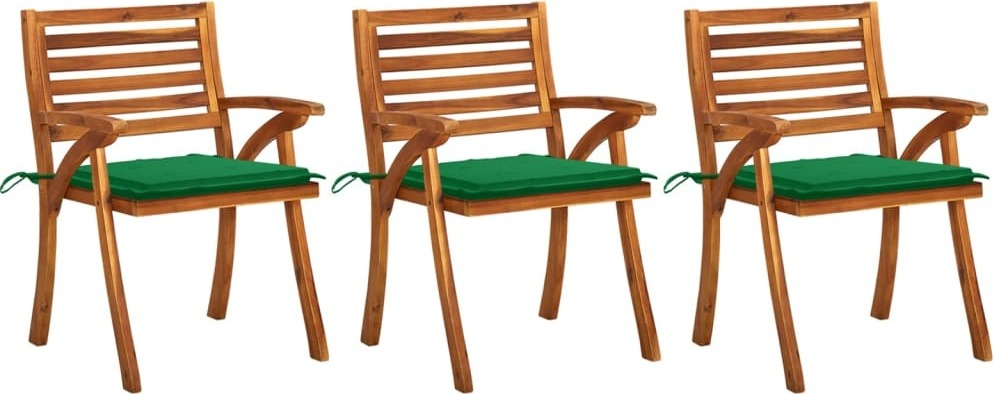 Garten-Essstühle mit Kissen 3 Stk. Massivholz Akazie