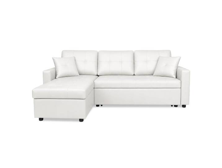 Canapé d'angle convertible 5 places blanc