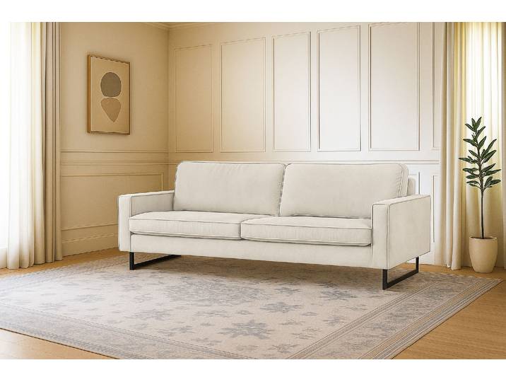 3-Sitzer Sofa, Chenille, Beige, 236×97×85 cm, Maximale Ausführung, Modern, Places Of Style
