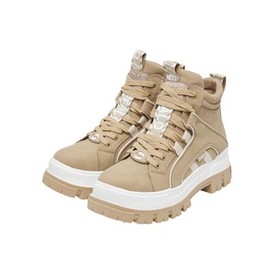 Stiefel BUFFALO "Buffalo ASPHA NC MID", Damen, Gr. 38, beige (beige, cream), Polyurethan, unifarben, Schuhe Stiefel
