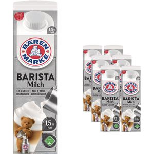 Bärenmarke Milch fettarme H-Baristamilch, Fettgehalt 1,5%, ultrahocherhitzt & homogenisiert, 6x 1 Liter