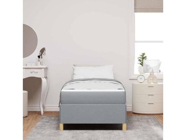 KTHLBRH Bettgestell hellgrau 100 x 200 cm Stoff Rechteckiges Design, technisches Holz, integrierter Behälter, minimalistischer Stil