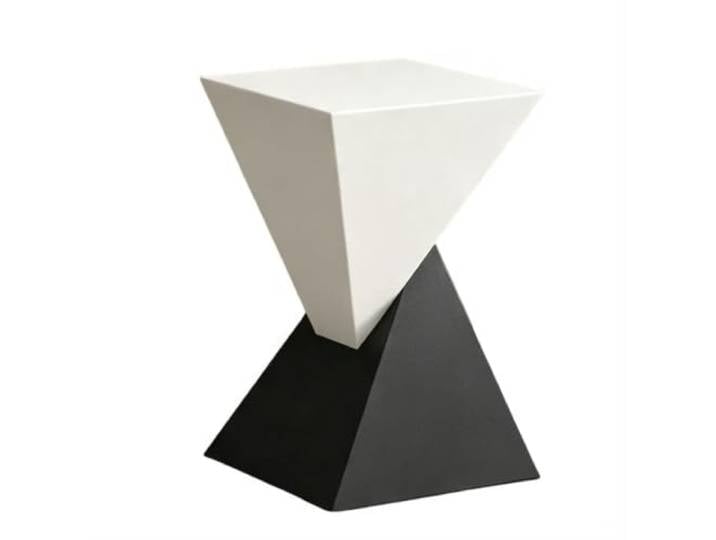 Geometrischer Beistelltisch, Moderner Quadratischer Couchtisch, Schwarz Skulpturaler Rauten-Nachttisch, Ablagetisch, Minimalistisches Design für Wohnzimmer(#C)