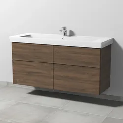 Sanipa Waschtischunterschrank „3way“ 1250 × 593 × 447 mm in Eiche Arizona, Becken mittig