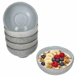 6x Sid light Müslischale Ø14cm 350ml Steingut Relief hell Salat Bowl Dessert