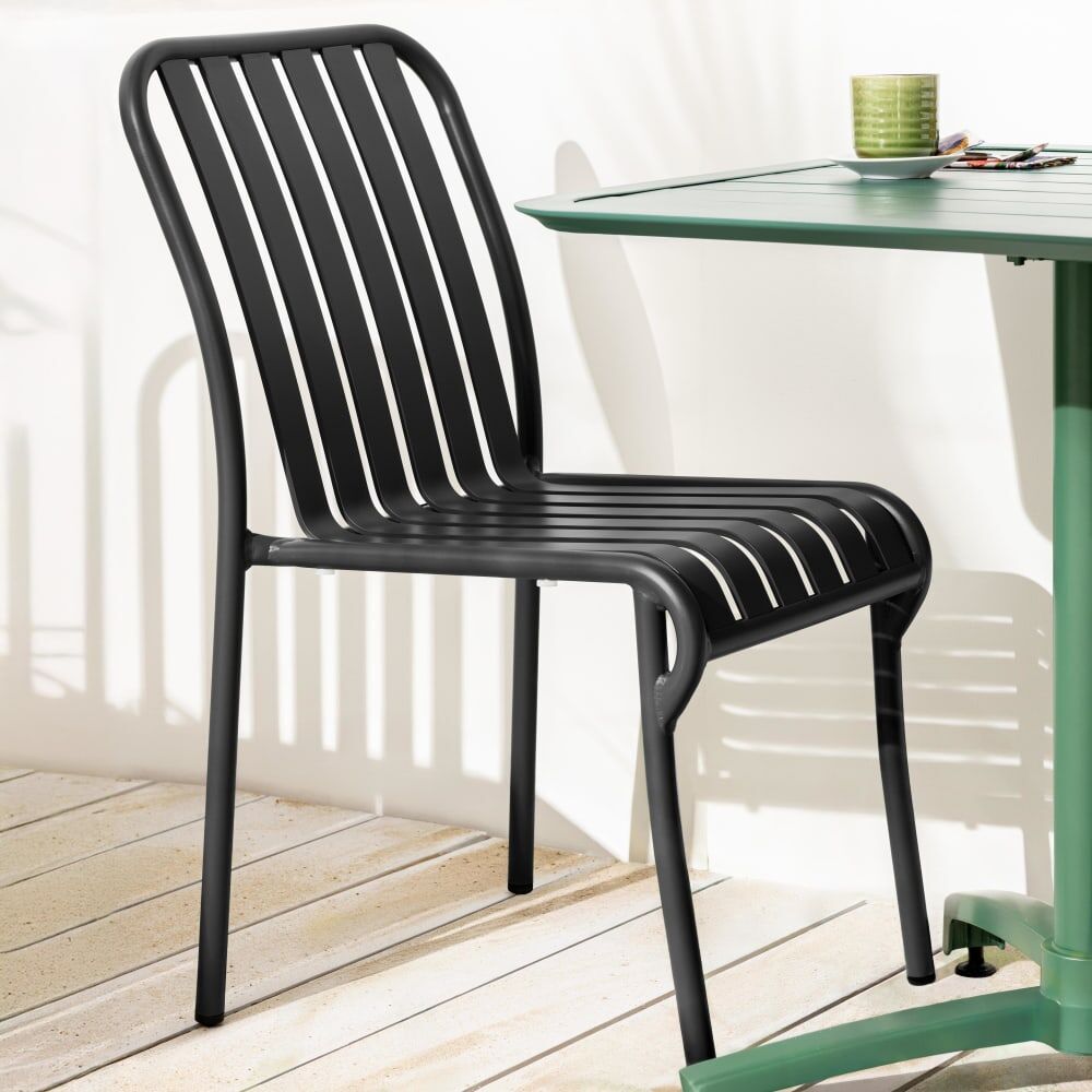 Oviala Chaise design de terrasse en aluminium noire Noir 61x85x46cm