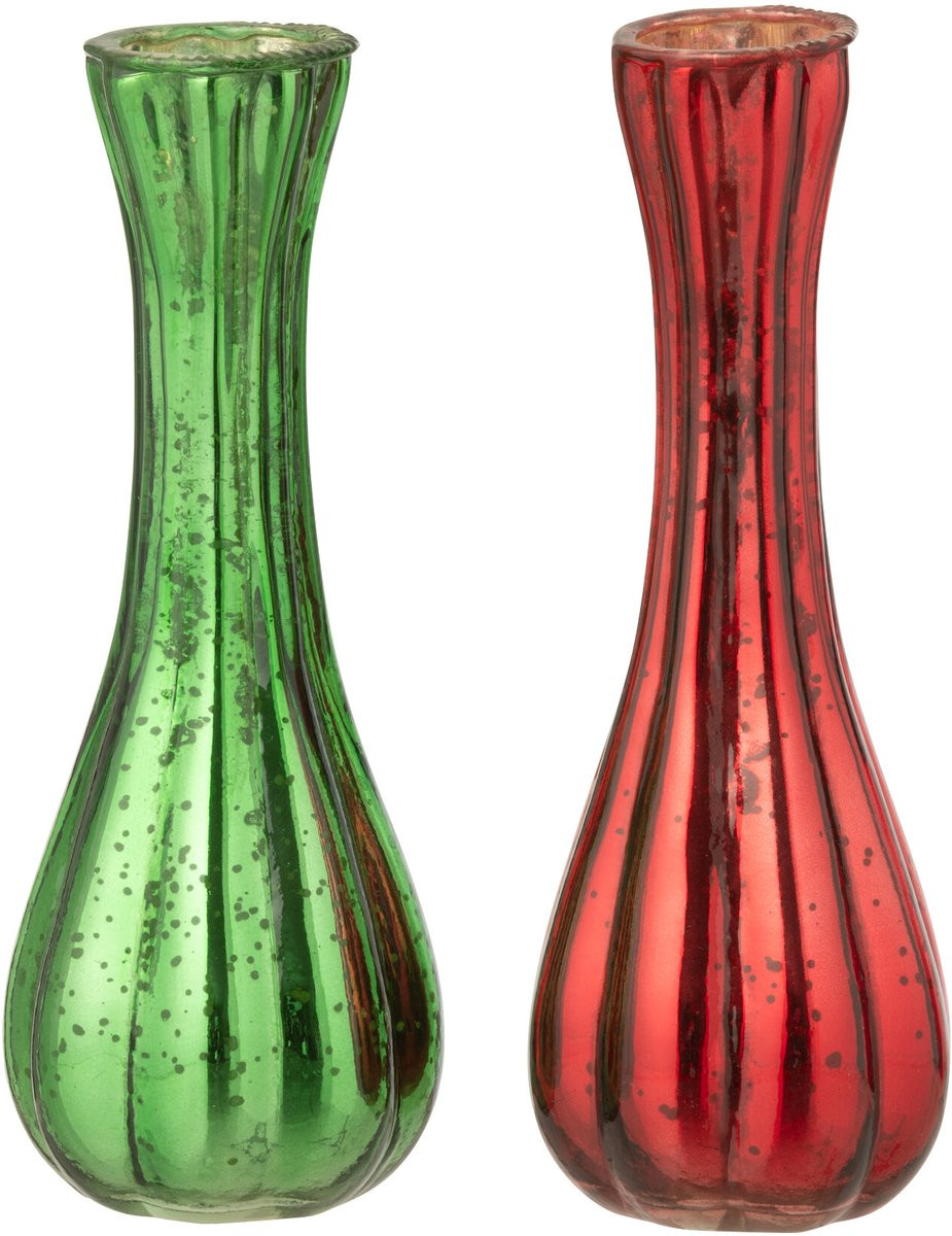 J-Line Soliflore vaas Large - Rood/Groen - 2 stuks