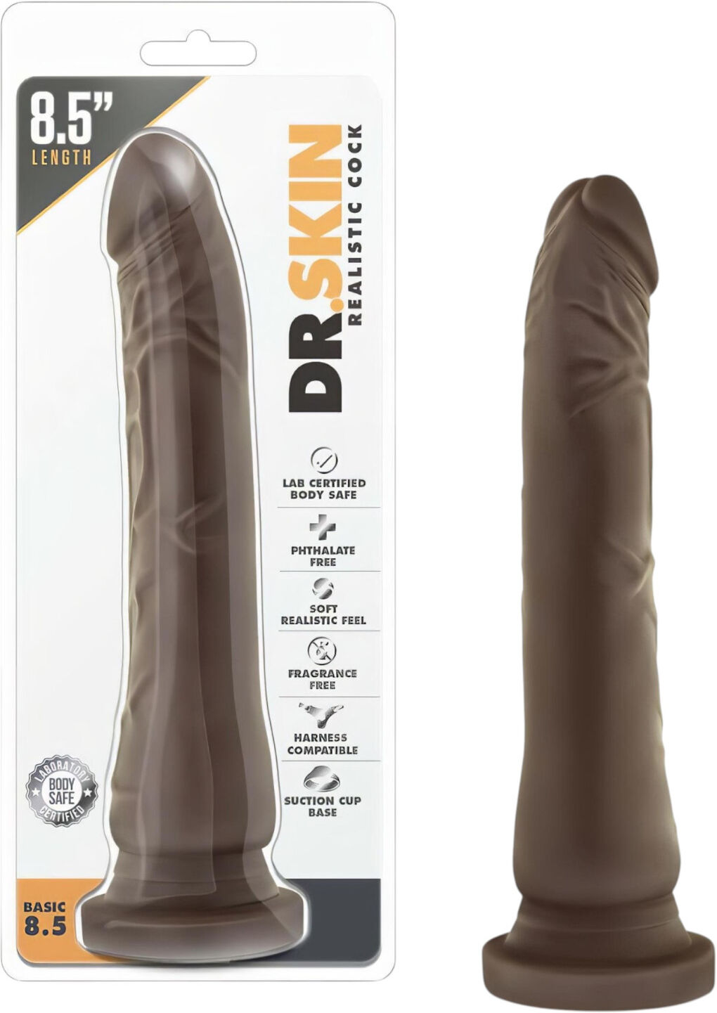 Dr Skin Dr. Skin 8,5 - Realistisk Dildo Med Sugekop (Brun, 20,5 Cm)