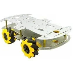 Berrybase Roboter Chassis, Aluminium Doppeldeck, 4 TT-Motoren, 4 omnidirektionale 60mm McNamum Räder, Robotik Kit