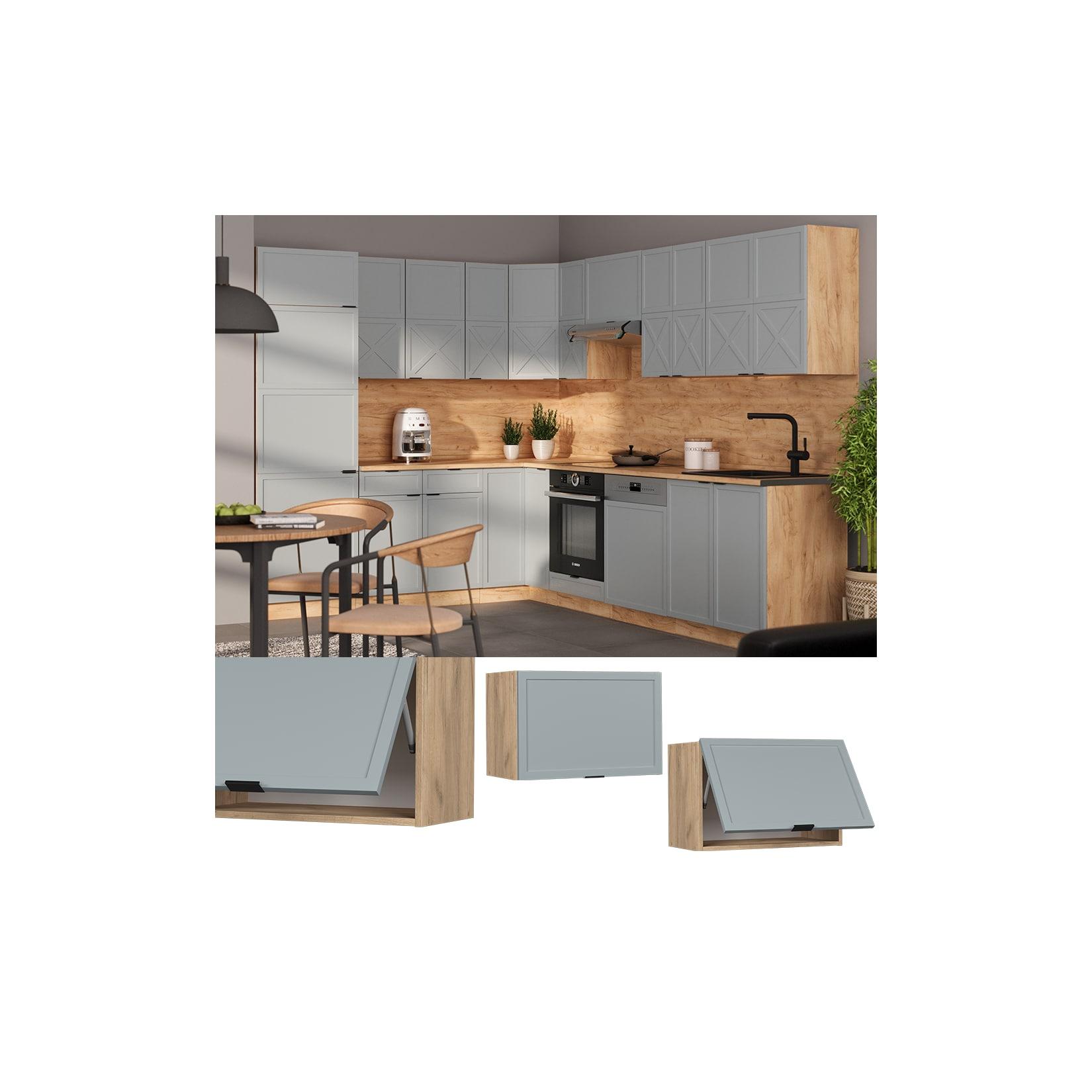 Vicco Hängeschrank Fame-Line Eiche Hellblau-Grau gerahmt 60 cm flach