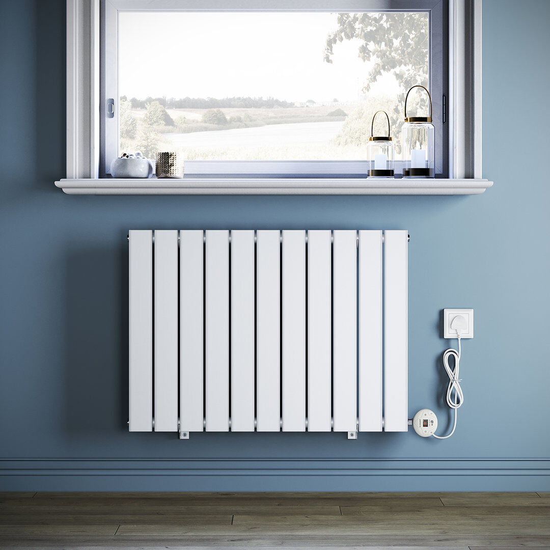 Brayden Studio 60*5.8cm, Smart WiFi-Enabled Electric Radiator Flat Panel with Intelligent Heating Control White 60cm H x 83.6cm W x 5.8cm D