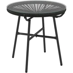 Outsunny Outsunny Ratten Beistelltisch, Runder Bistrotisch Gartentisch, für Terrasse