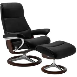 Stressless Sessel mit Hocker View Signature Leder Schwarz Batick Black M (Medium)