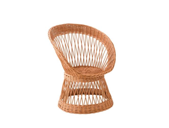 Fauteuil ajouré en osier marron