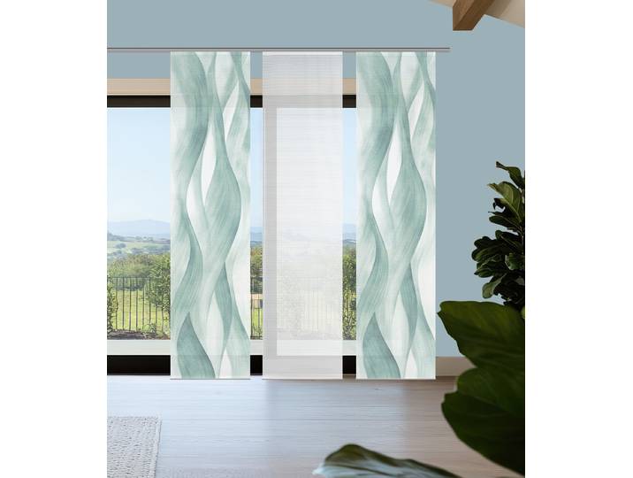 Rideau à panneaux Avery 60 x 260 x 1cm Vert/Bleu pétrole Lot de