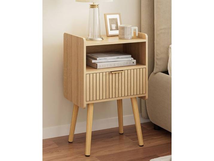 Table de chevet en chêne - Table de chevet en bois avec tiroir de rangement - Table d'appoint pour chambre à coucher Chêne CHEVET