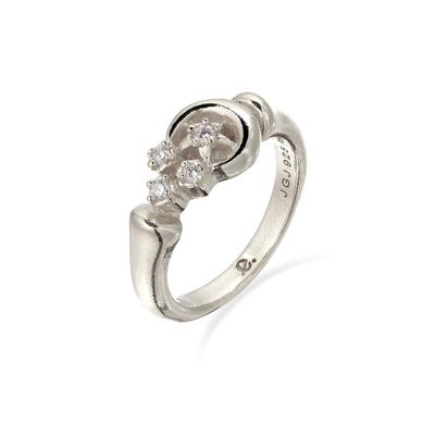 Silberring ELLI PREMIUM "Ring Mond Sterne Topas Weiß 925 Sterling Silber" Gr. 52, silber, Fingerringe, Damen, 52, Silber 925 (Sterlingsilber), Silberring