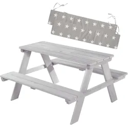 KINDERSITZGARNITUR OUTDOOR + in grau mit Bankkissen