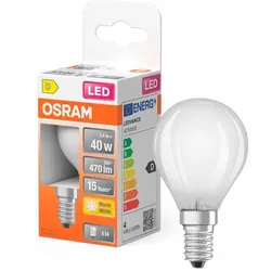 LEDVANCE LED-Tropfenform E14/3,4 Watt/Energie D Glas