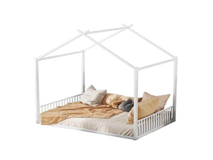 Lit capitonné - Zephmum - 140x200 fer maison garde-corps blanc sans matelas
