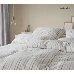 Elegante Web-Seersucker Bettwäsche Paula - 135x200 cm + 80x80 cm	multi-natur