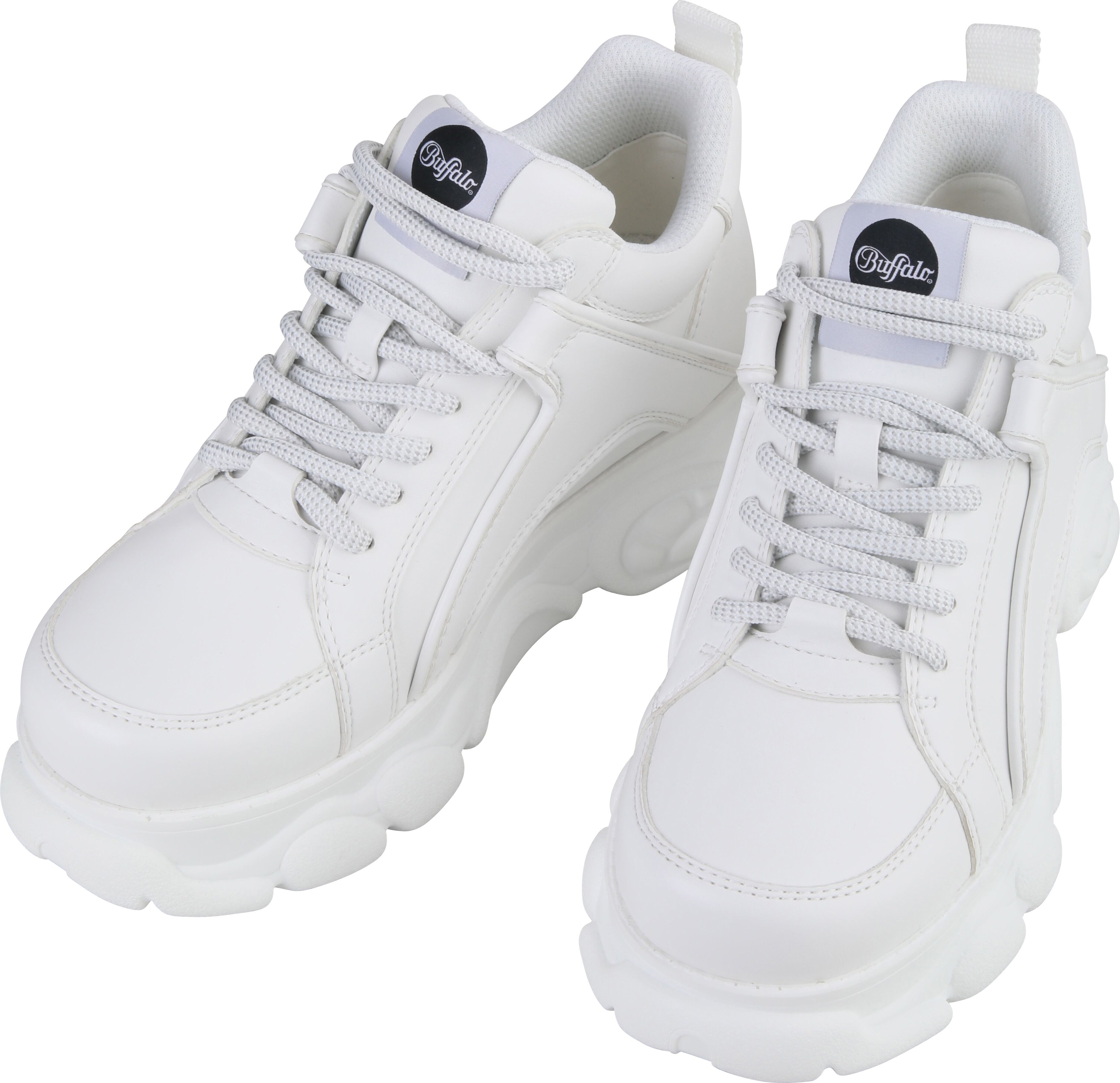Plateausneaker BUFFALO "CORIN", Damen, Gr. 40, Textil, weiss (weiß), Lederimitat, Schuhe Plateausneaker, Schnürschuh, Freizeitschuh, Ugly Sneaker mit typischer Plateausohle weiß 40, Textil