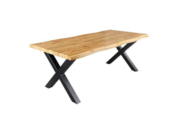 Riess Ambiente Industrial Esstisch WILD - 180cm - braun - Wildeiche-Design Baumkante schwarz X-Gestell