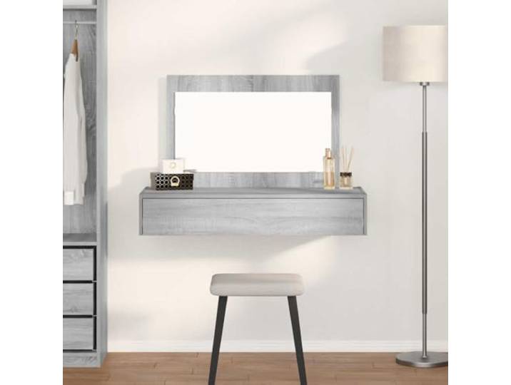 Schminktisch Grau 100 x 40 x 70 cm Holzwerkstoff mit Spiegel und Schubladen Schlafzimmer, matte Oberfläche, rechteckige Form, moderne Optik, langlebig