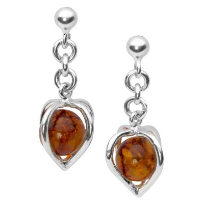 Paar Ohrhänger OSTSEE-SCHMUCK "- Finnja - Silber 925/000 - Bernstein" Gr. 24, silber (silber 925, silberfarben, weiß), Ohrringe, Damen, 24, Silber 925 (Sterlingsilber)