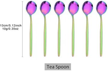 Modern Mode Marketplace Gold Coffee Spoons Stainless Steel Teaspoons Dessert Spoon Set rainbow