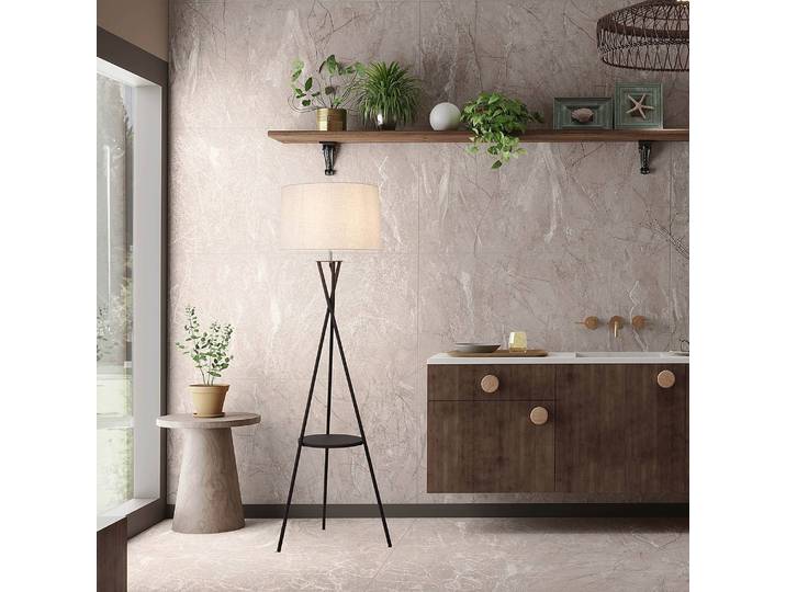 Lampadaire Tora Ø 51cm Blanc/Noir Tissu mélangé E27