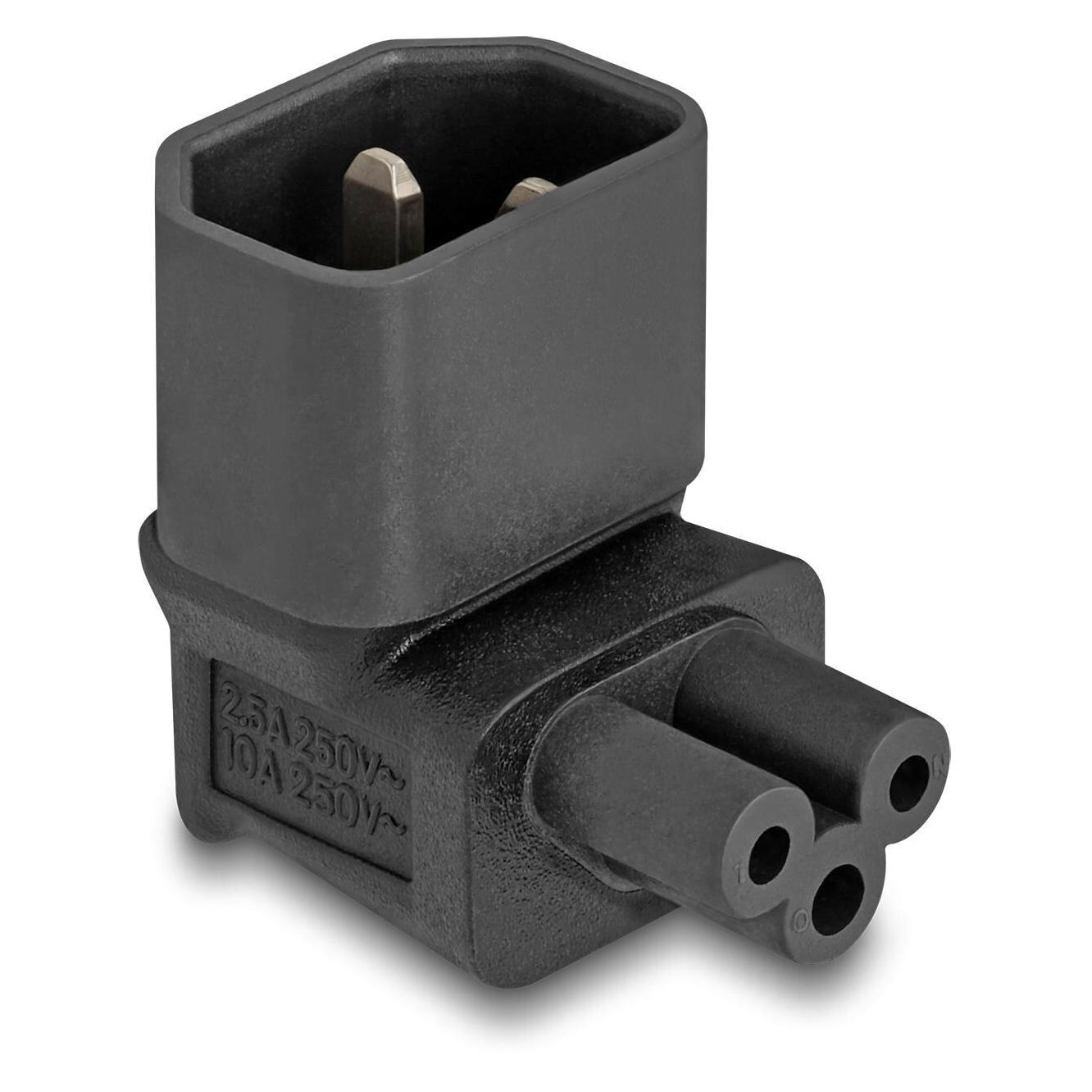 Delock Netzadapter IEC 60320 - C14 auf C5, Stecker / Buchse, 2,5 A, 90 gewinkelt (C14, C5) (80471)