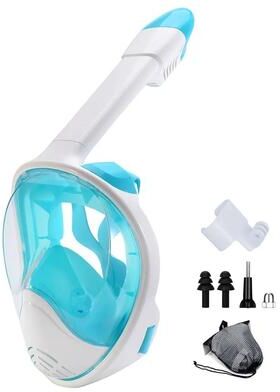 Uplift Essentials Full Face Snorkel Mask With Detachable Camera Mount Wide View AntiFog AntiLeak For Youth And Adults greenwhite s m