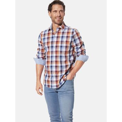 Karohemd BABISTA "Hemd HARIN", Herren, Gr. M, weit, orange (orange kariert), Obermaterial: 100% Baumwolle CO., Hemden Karohemd