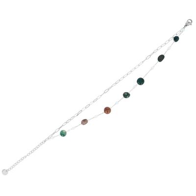 Fußkette ADELIA´S "Fußkettchen – aus Edelstahl", grün (silber), Fußketten, Damen, Edelstahl, Zum Verschenken – ideal zum Geburtstag
