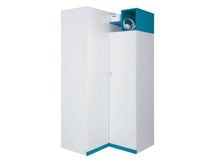 Lomadox Kinderzimmer Jugendzimmer Kleiderschrank Eckschrank modern in weiß mit türkis