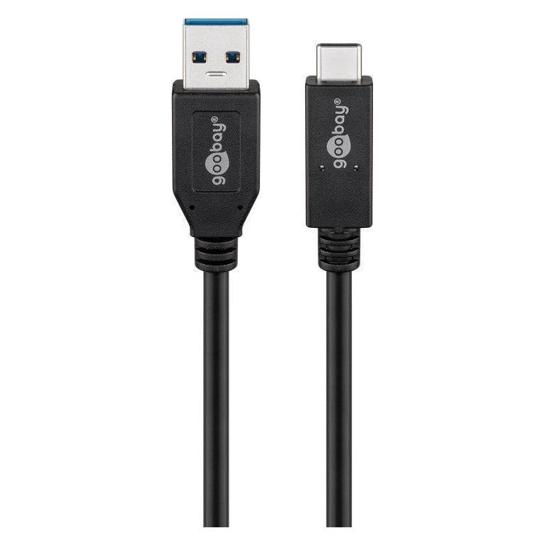 Goobay USB-C Kabel USB 3.1 Generation 2, 3A, schwarz, 1 m (1 m, USB 3.2 Gen 2, 60 W) (41074)