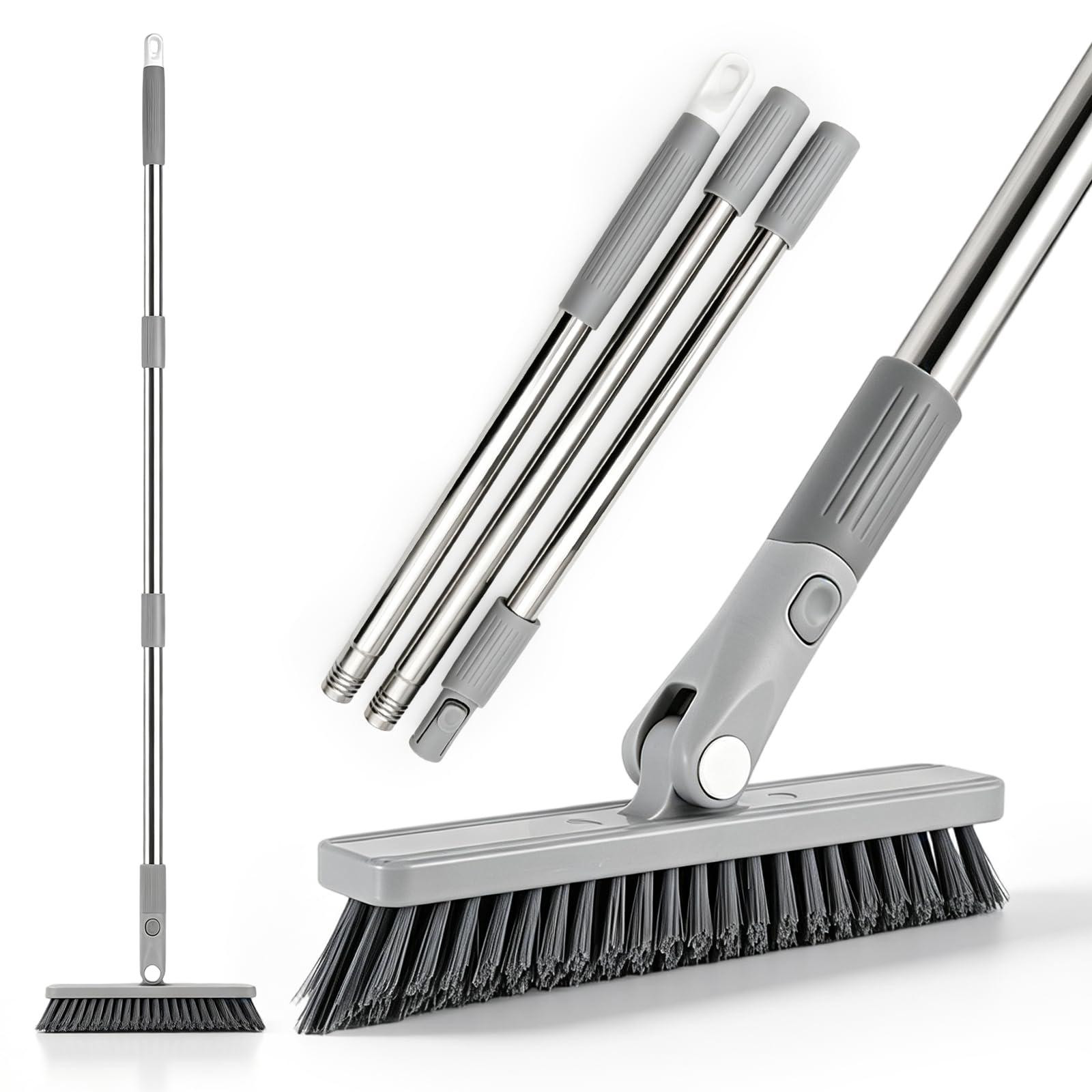 Dripio Fugenkwast met steel, 131 cm, verstelbaar en 180 graden draaibaar, grijs