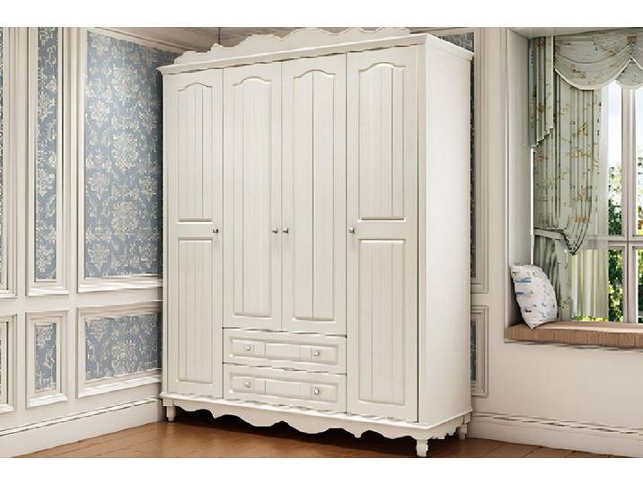 JVmoebel Kleiderschrank Barockstil Schrank in Weiß – Elegantes Holzdesign für Ihr Schlafzimmer (1-St) Made in Europa