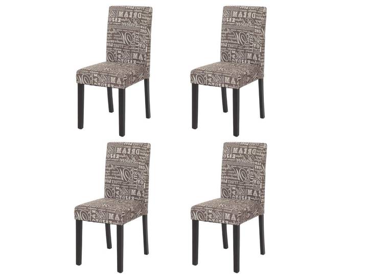 Jamb Esszimmerstuhl Schrift Grau, Weiß, Dunkelbraun 4er-Set, Textil, 43x90x56 cm, Esszimmer, Stuhl